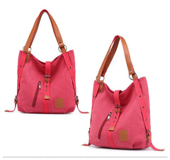 Tilorrene Canvas Women Bag Multi-purpose Shoulder Backpack Handbag