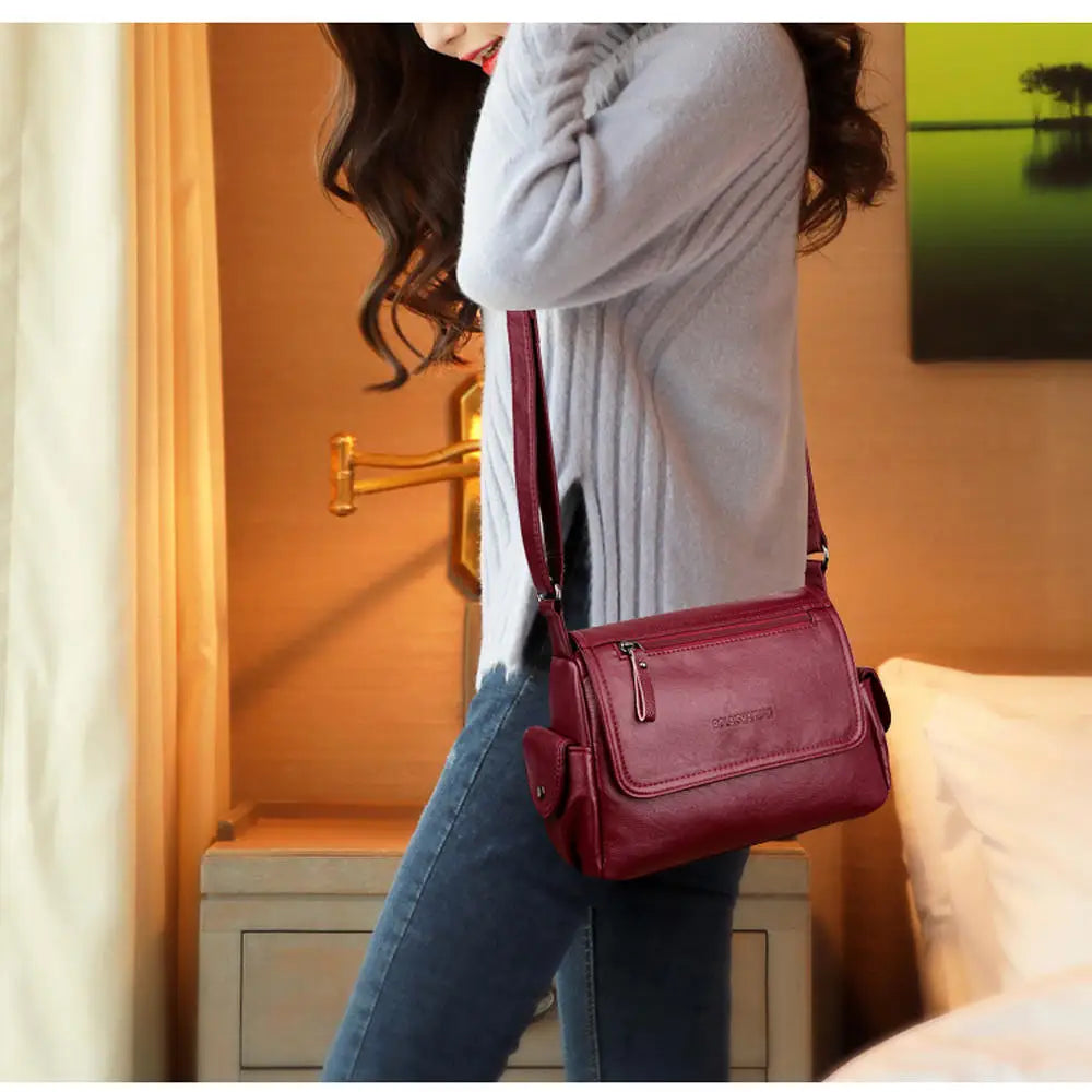 Causal Women Shoulder Bag Soft PU Leather Vintage Crossbody Bags