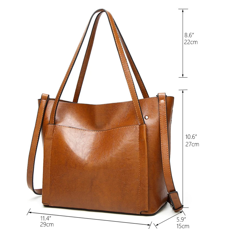 Tinkin Pu Leather Women Shoulder Bag Larger Capacity Women Handbag