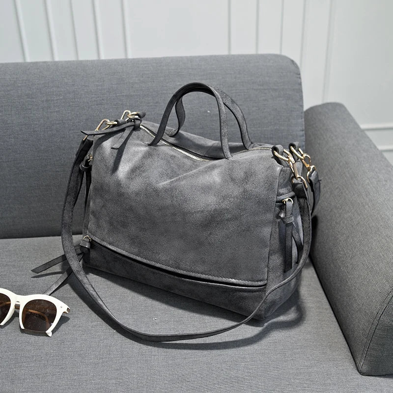 Winter-Style Large Women's Frosted Handbag Vintage Messenger Bag