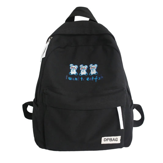 Canvas Student Rucksack Girls School Bag Women Backpack
