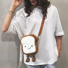 Toast Bread Duck Plush Bag Girl Student Messenger Bag Women Shoulder Bag