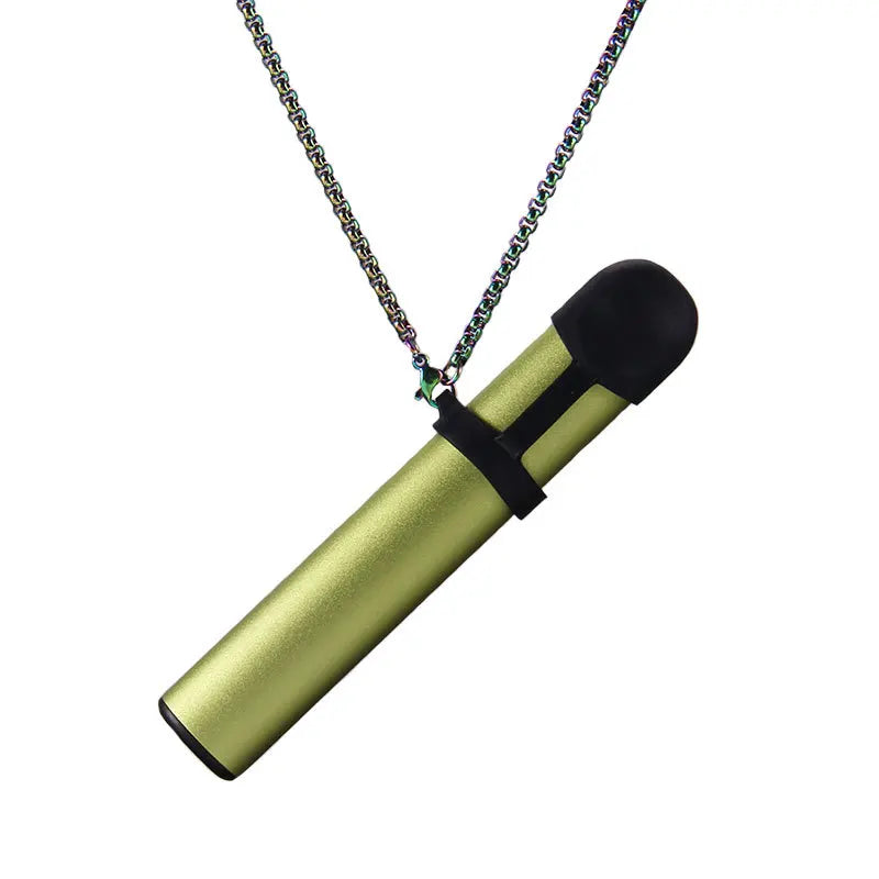 Portable Tobacco Pipe Holder with Flute Pendant Charm Necklace