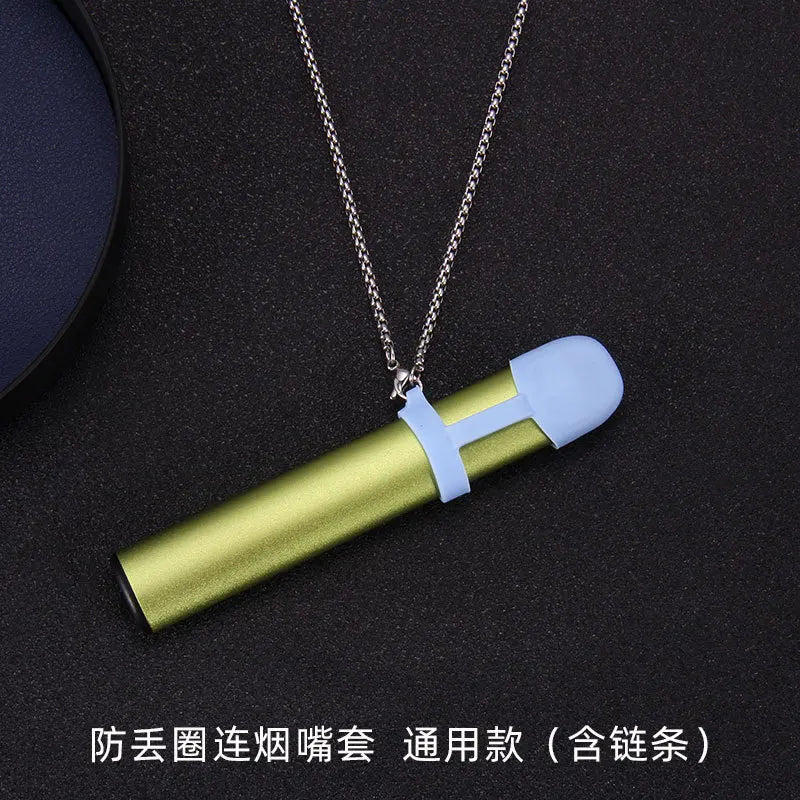 Portable Tobacco Pipe Holder with Flute Pendant Charm Necklace