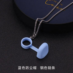 Portable Tobacco Pipe Holder with Flute Pendant Charm Necklace
