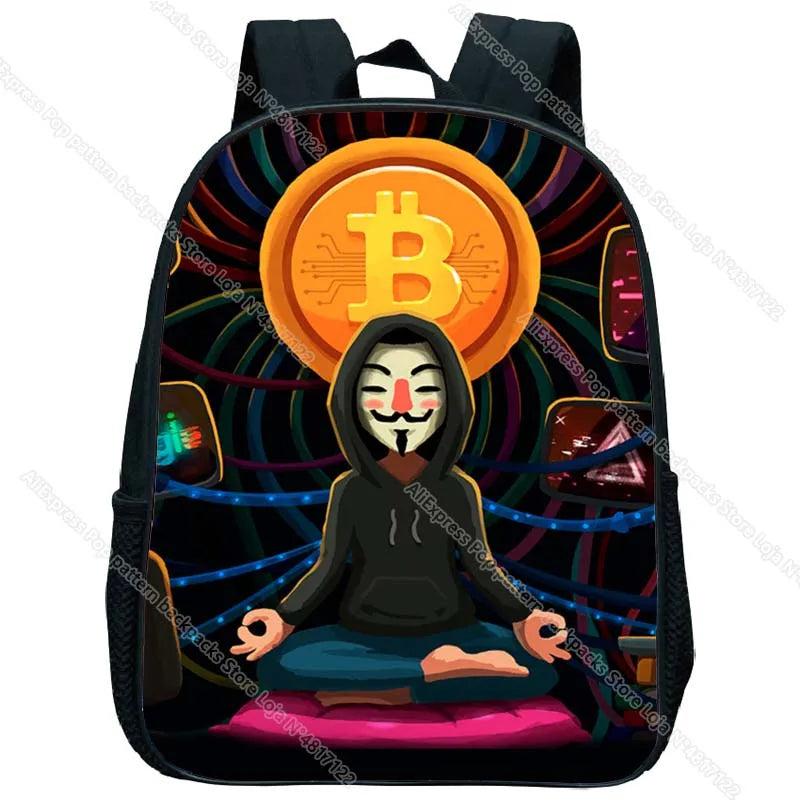 Bitcoin Print Mini Kindergarten Backpack for Toddlers