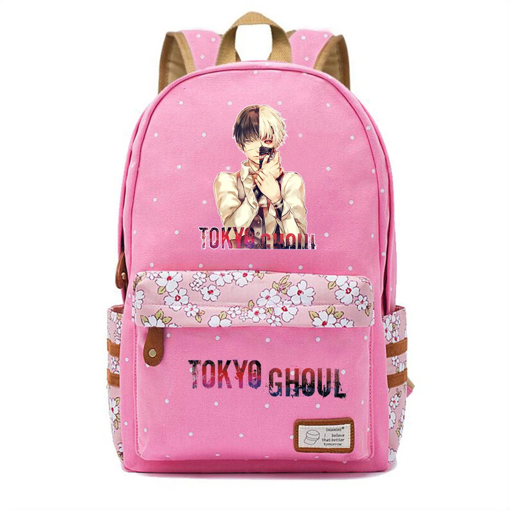 Tokyo Ghoul Canvas Backpack Cartoon Schoolbag Packsack Casual High Teenger