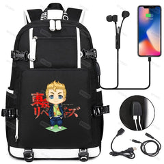 Tokyo Revengers Backpack Usb Travel Backpack for Boys Girls School Students