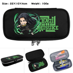 Tokyo Revengers Nylon Printing Pencil Case Double Zipper Stationary Bags