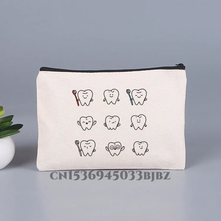 Tooth & Dentist Girl Makeup Bag Female Organizer Lady Pouches Travel Cosmetic Ba