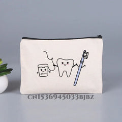 Tooth & Dentist Girl Makeup Bag Female Organizer Lady Pouches Travel Cosmetic Ba