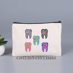 Tooth & Dentist Girl Makeup Bag Female Organizer Lady Pouches Travel Cosmetic Ba