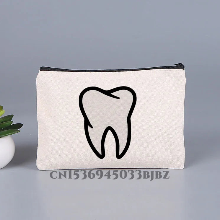 Tooth & Dentist Girl Makeup Bag Female Organizer Lady Pouches Travel Cosmetic Ba
