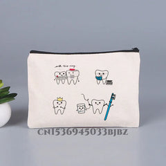 Tooth & Dentist Girl Makeup Bag Female Organizer Lady Pouches Travel Cosmetic Ba