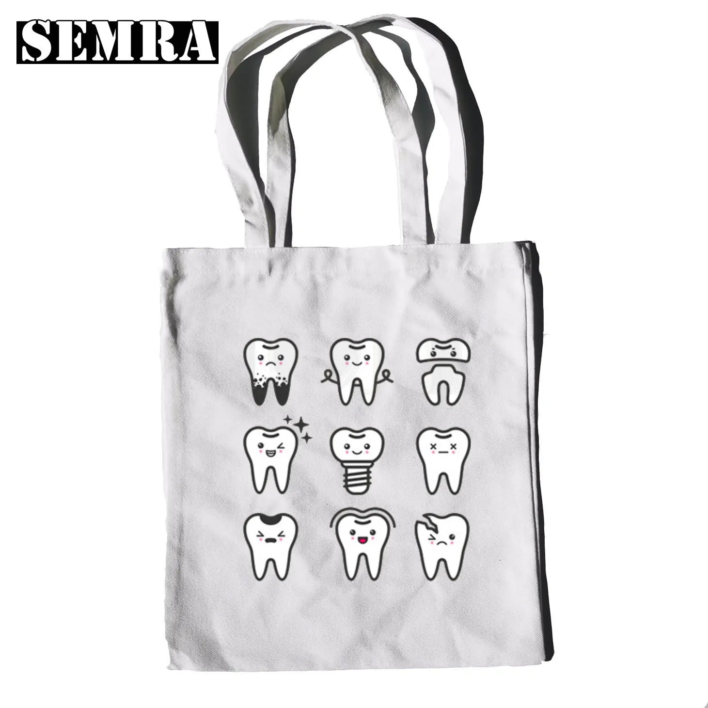 Funny Tooth Dentist Graphic Shoulder Bag Casual Shopping Girls Women Canvas