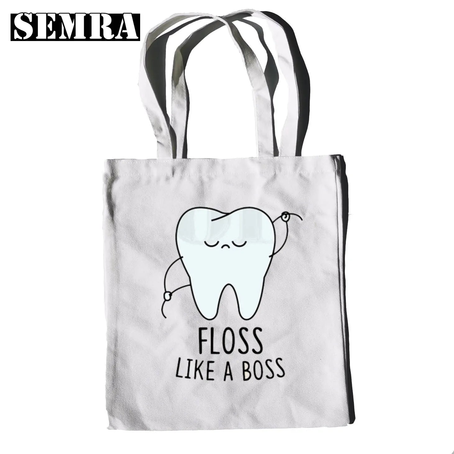 Funny Tooth Dentist Graphic Shoulder Bag Casual Shopping Girls Women Canvas