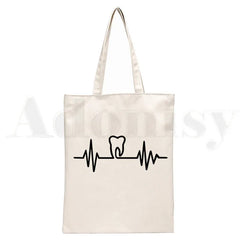 Dentist Women Canvas Shopping Bag Eco Handbag Tote Reusable Shopper Bags