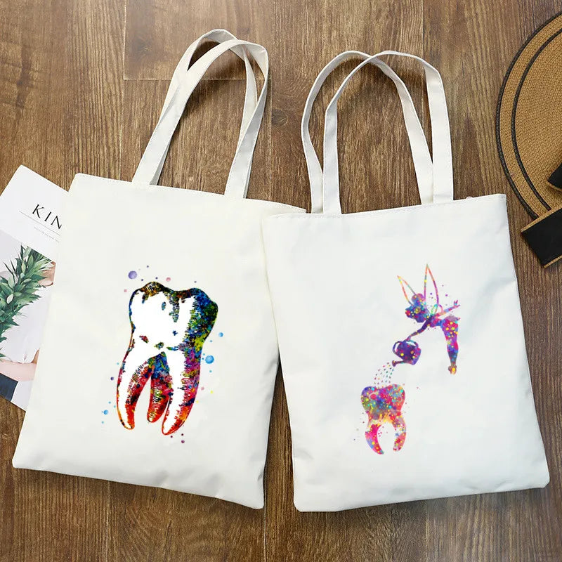 Dentist Women Canvas Shopping Bag Eco Handbag Tote Reusable Shopper Bags