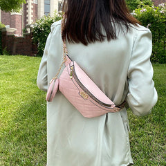 Rhombus Waist Bag Lady Chest Bag Leather Fanny Pack for Women Purse