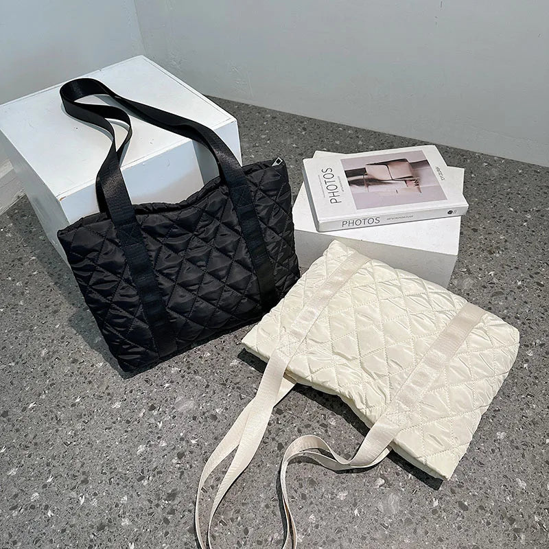 Top Shopper Shoulder Bags For Women Soft Cotton Nylon Shopping Bags Canvas Totes