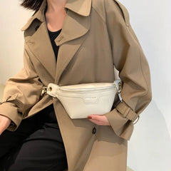 Women Green Leather Fanny Pack Lady Waist Bag