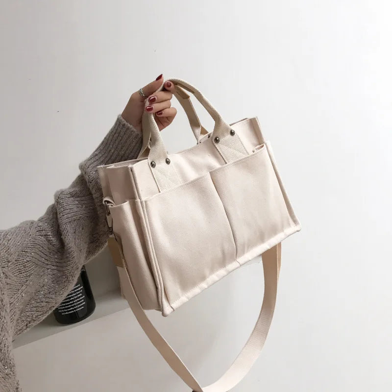Canvas Crossbody Handbag Large Capacity Shoulder Bag for Women