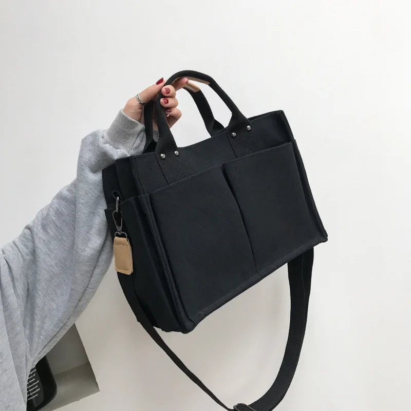Canvas Crossbody Handbag Large Capacity Shoulder Bag for Women