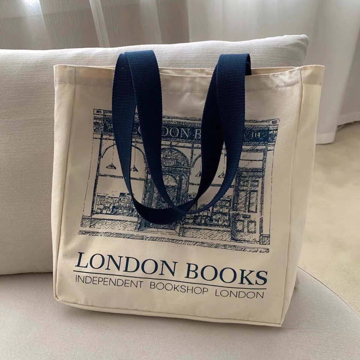 London Books Print Women Shoulder Bag Large Capacity Totes Shopping Beach Bags