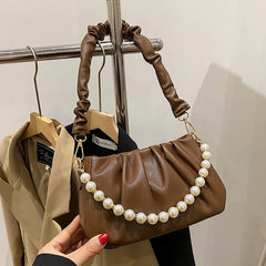 Beaded Pearly Crossbody Bag Women Shoulder Handbag Square Satchel Totes