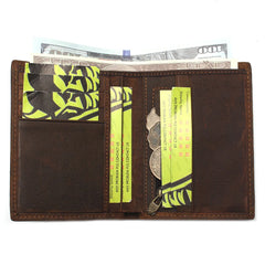 Top Grain Leather Crocodile Head Men Wallet Brown Crazy Horse