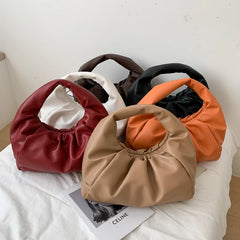 Soft Leather Top Handle Bag for Women Clutch Purse Dumpling Shoulder Bag