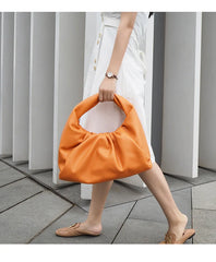 Soft Leather Top Handle Bag for Women Clutch Purse Dumpling Shoulder Bag