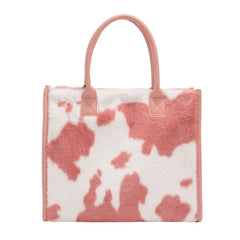 Vintage Cow Leopard Print Plush Crossbody Bag Autumn Winter Handbag