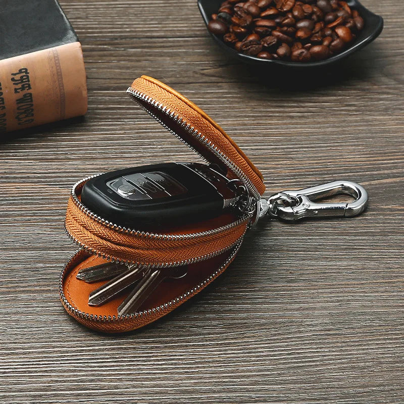 Top Layer Oil Waxed Cow Skin Full Grain Double Car Key Positions Leather Carkey