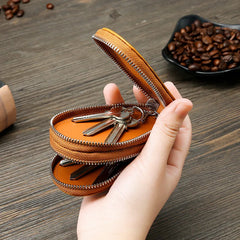 Top Layer Oil Waxed Cow Skin Full Grain Double Car Key Positions Leather Carkey