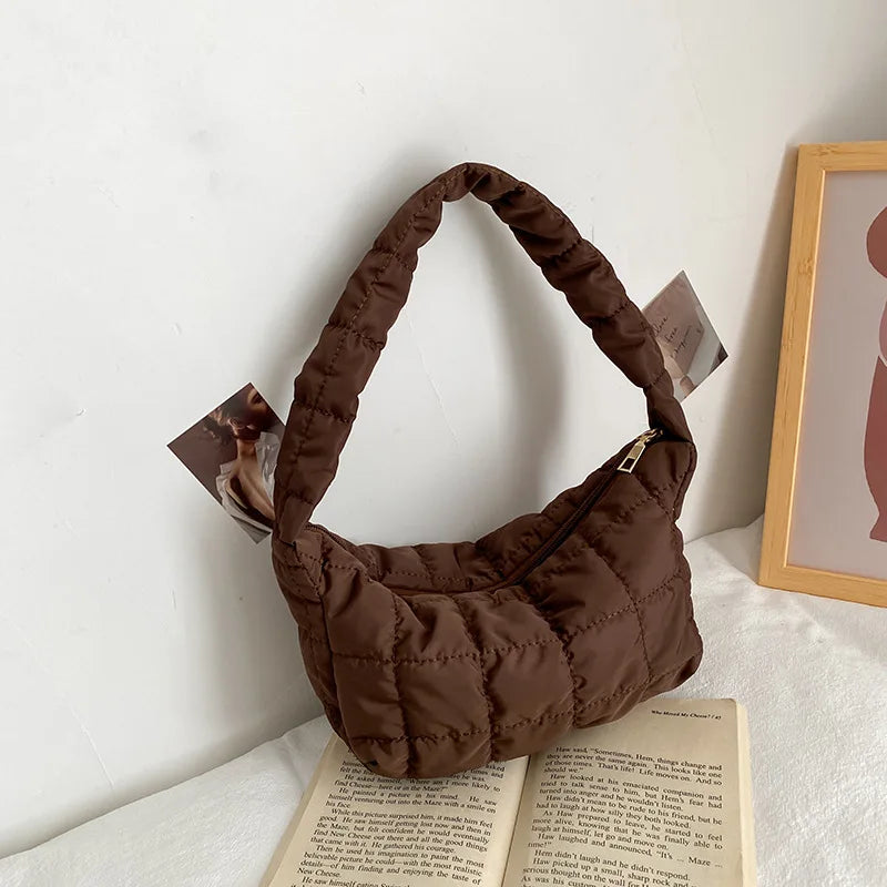 Embroidered Rhombus Shoulder Bag for Women Tote Handbag