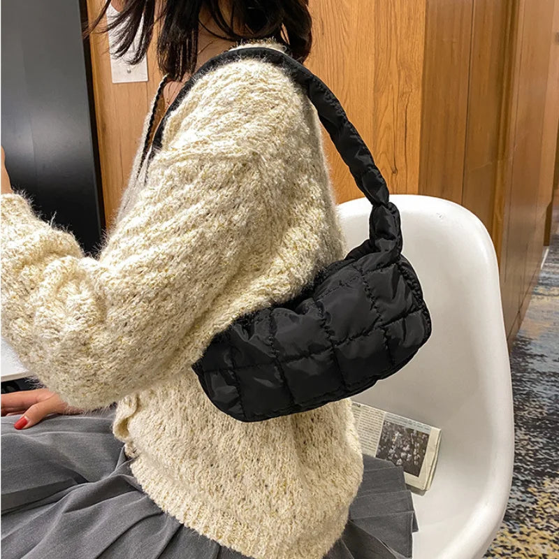 Embroidered Rhombus Shoulder Bag for Women Tote Handbag