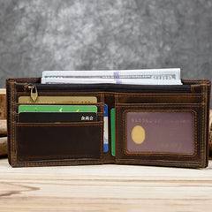 Leather Bifold Travel Wallet with ID Window and RFID Blocking