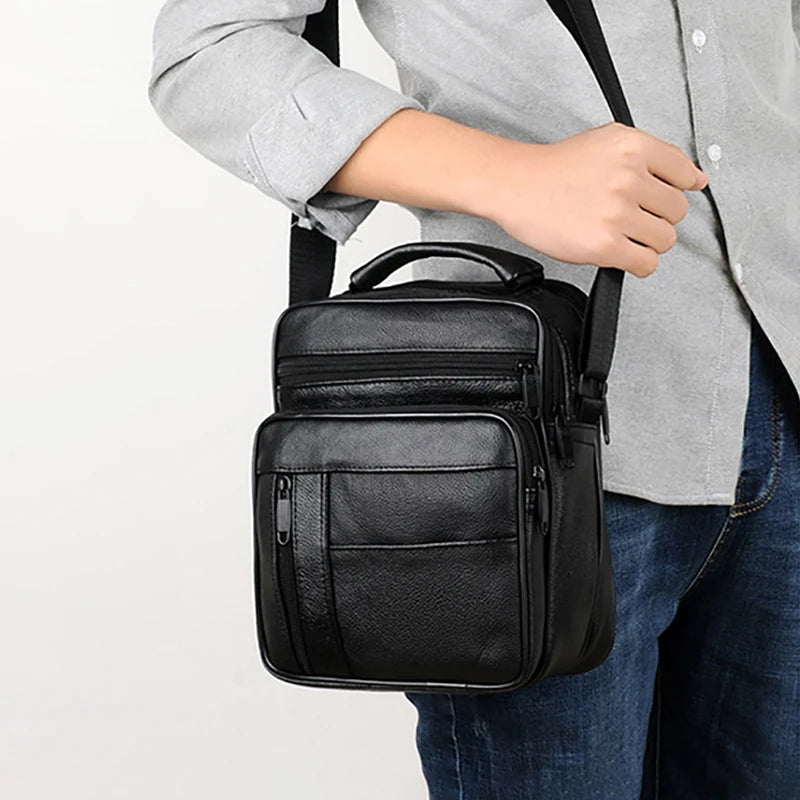 Leather Male Casual Shoulder Messenger Bag Cross-body Bag Tote Mochila