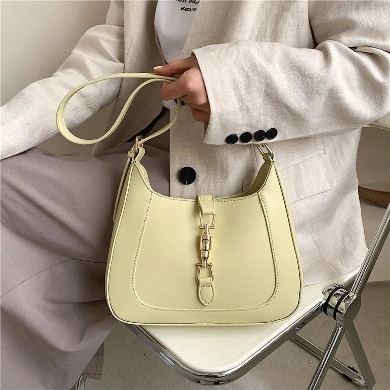 Leather Shoulder Crossbody Bags for Women Dual Straps Underarm Sac A Main