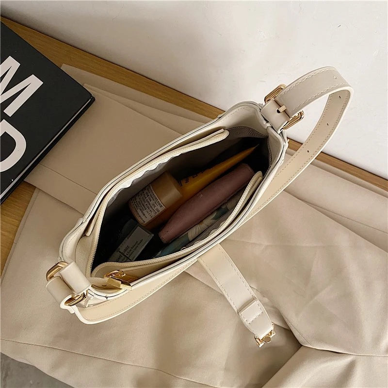 Leather Shoulder Crossbody Bags for Women Dual Straps Underarm Sac A Main