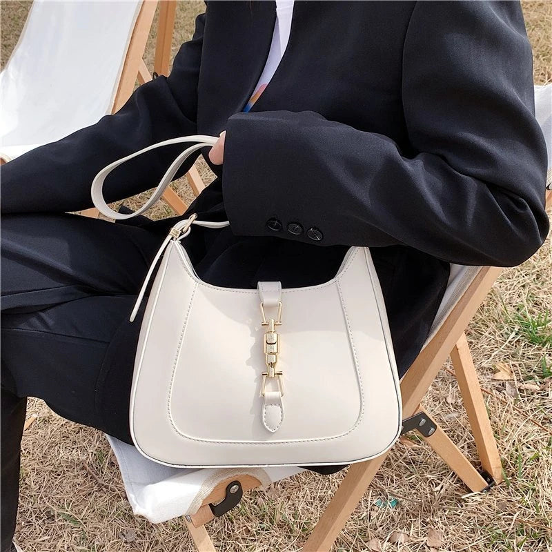 Leather Shoulder Crossbody Bags for Women Dual Straps Underarm Sac A Main
