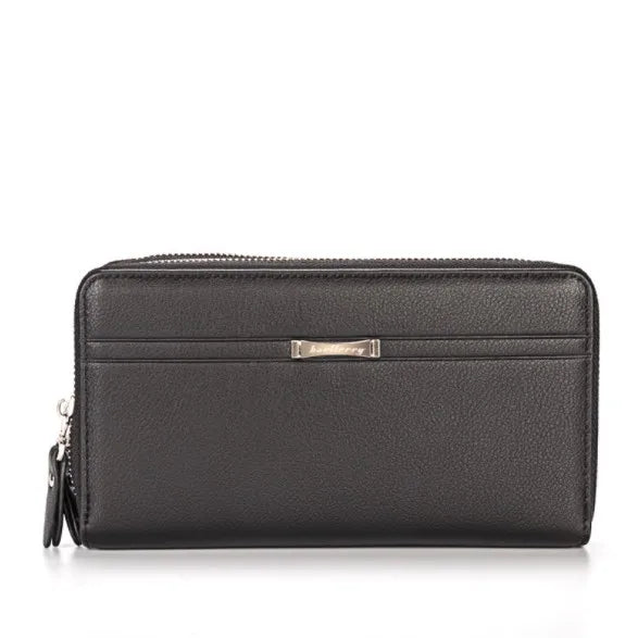 Men's Leather Clutch Wallet Double Zip Business Handbag
