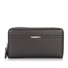 Men's Leather Clutch Wallet Double Zip Business Handbag