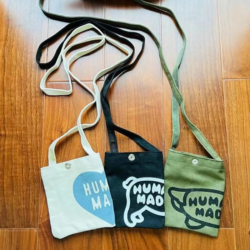 Arrival HUMAN Couple Canvas Shoulder Messenger Bag for Men Women