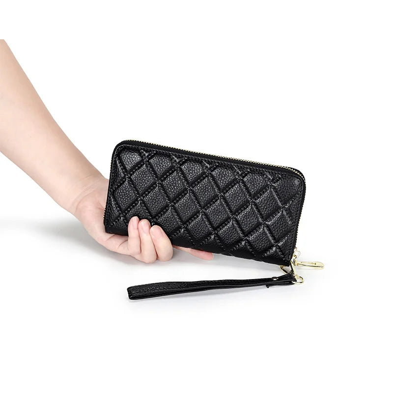 Cow Leather RFID Wallet Women Zipper Walets Female Purse Long Women Wallets