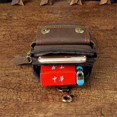 Real Leather Men Casual Travel Small Pouch Fanny Pack Cigarette Case Phone Pouch
