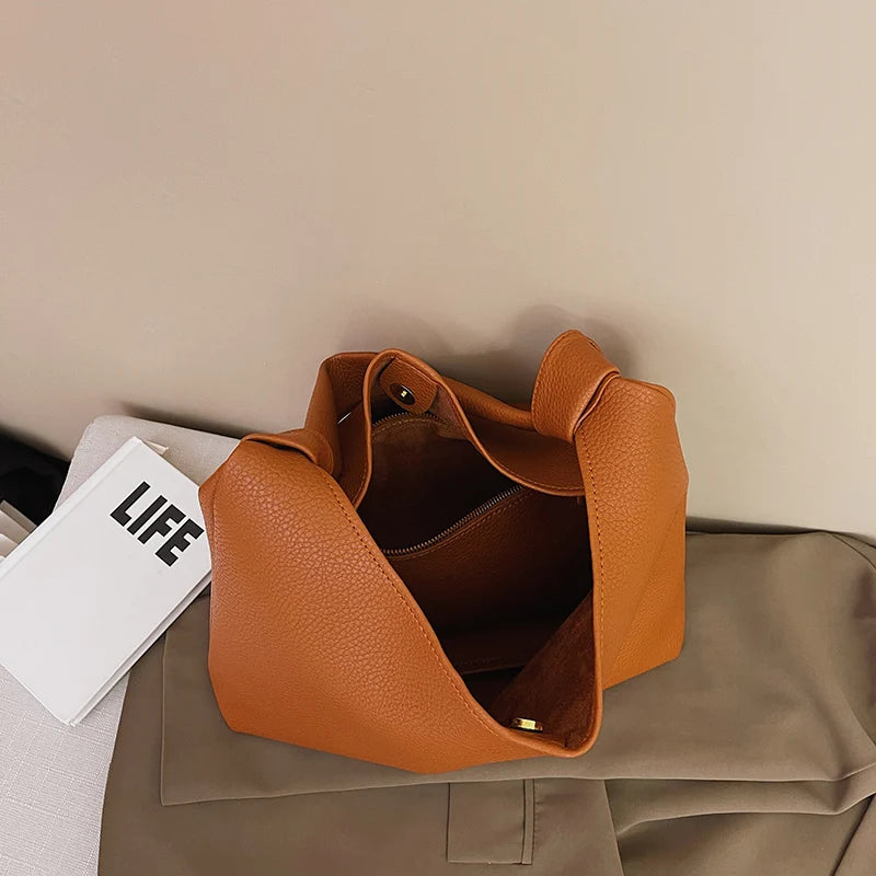 Soft Leather Women Bag Knotted Shoulder Handbag Tote Large Capacity