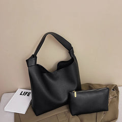 Soft Leather Women Bag Knotted Shoulder Handbag Tote Large Capacity