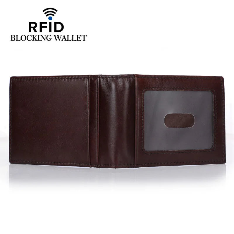 Vintage Style Brown Leather Wallet Money Clip Mini Purse